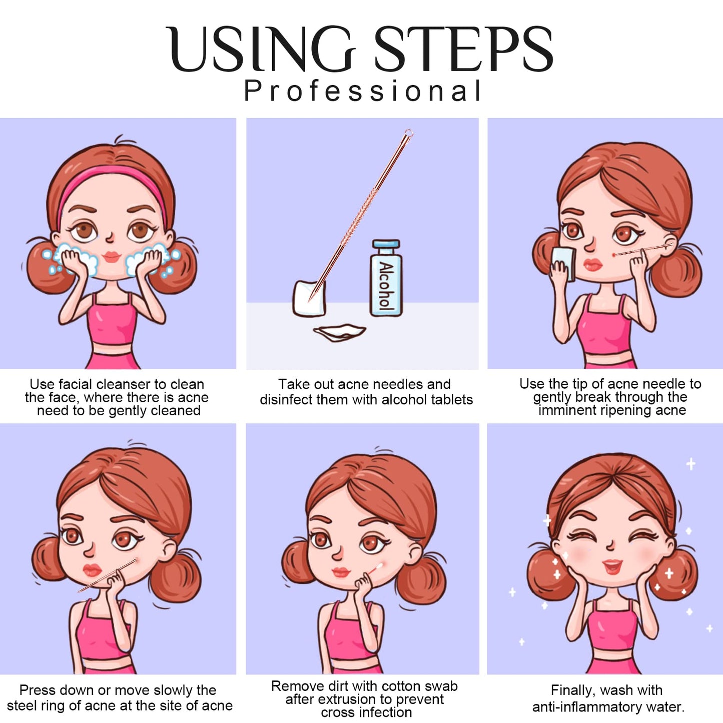 Teenitor Pimple Extractor Acne Treatment Tool Surgical Grade Blackhead Comedone Removal 2-in-1 Popper Tool for Face Nose Blackhead Extractor Tool Silver