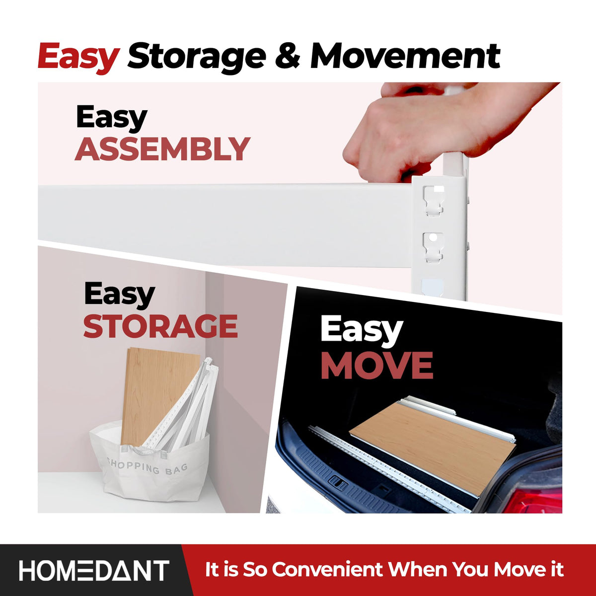 HOMEDANT 47.7" W 5 Tier Heavy Duty Garage Shelving Adjustable Metal Rack Storage Shelves Standing Shelf Unit Organizers Industrial Warehouse Basement White 1Pack