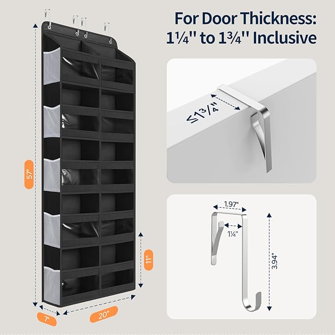 Yecaye 5-Tier Over The Door Organizer Dual-Column, 80lbs Load Over The Door