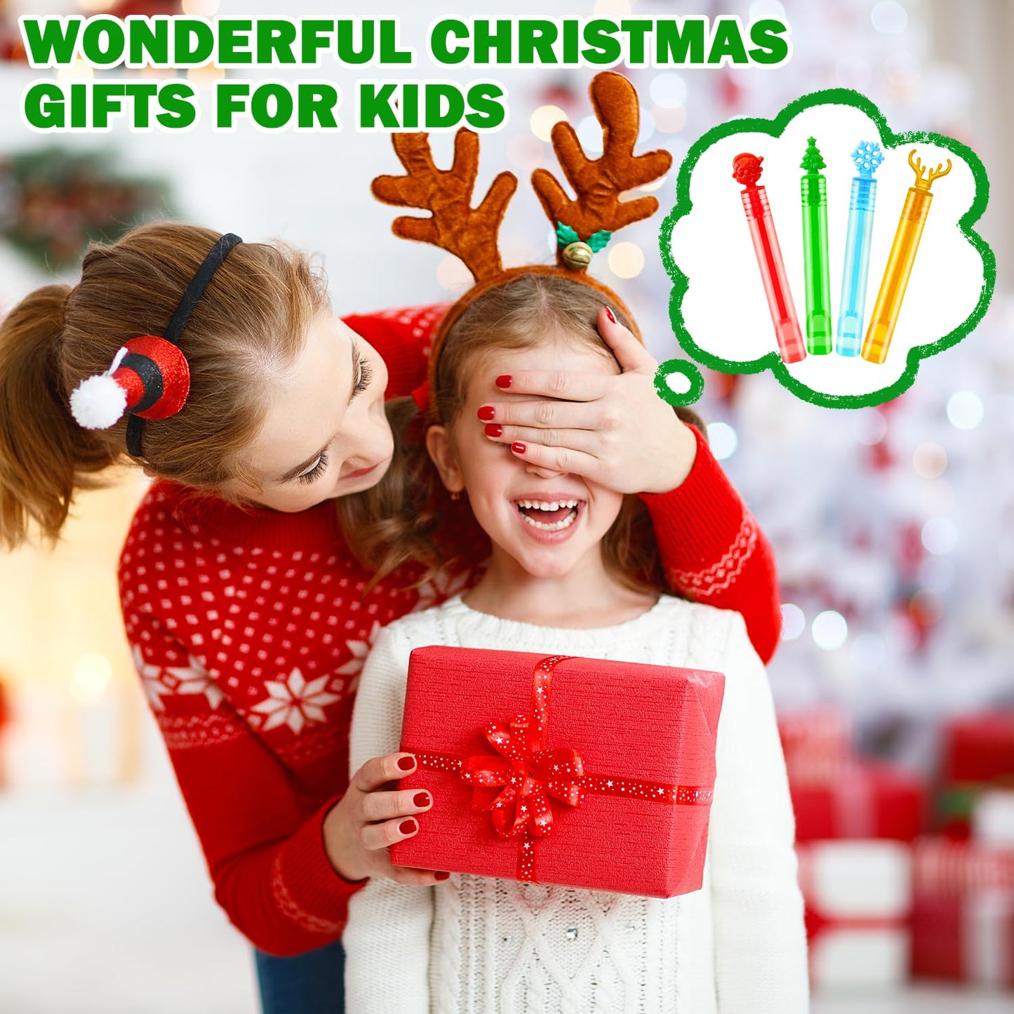 100 Pack Bulk Christmas Mini Bubble Wands Party Favors for Kids,Goodie Bag Stocking Stuffers Fillers for Toddler Boys Girls,Bulk Classroom School Party Supplies Prizes Toys Gifts Trinkets for Students