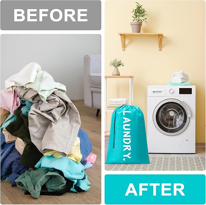 2 Pack 28" x 40"Travel Laundry Bag, Machine Washable Dirty Clothes Organizer