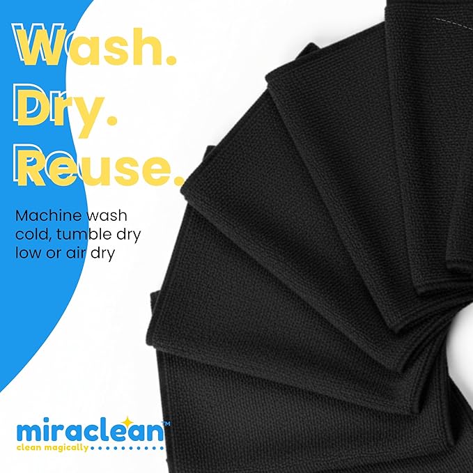 Microfiber Cleaning Cloth Black 12 Pack Premium Microfiber Towels