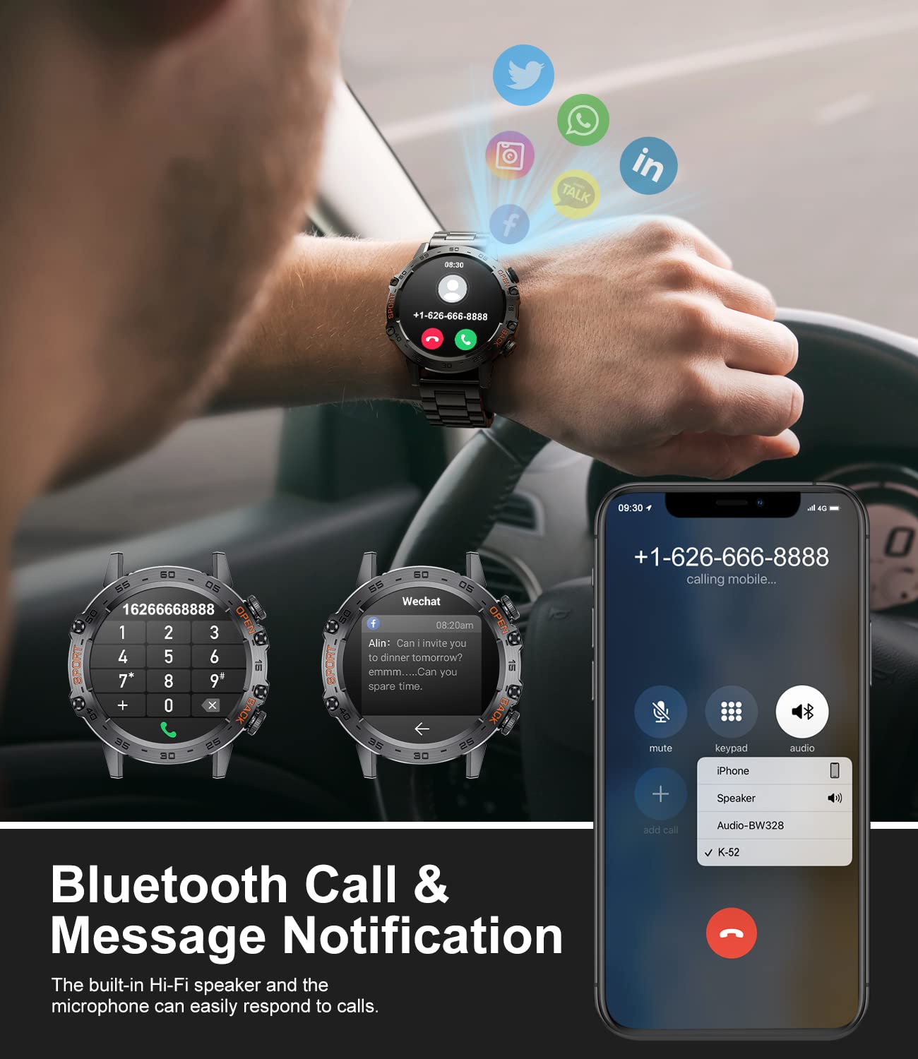 Military Smart Watch for Men, Smart Watches with Bluetooth Voice Call Compatible Android iOS Phone, Smartwatch with Heart Rate SpO2 Pressure Sleep Monitor, IP67 Waterproof Tactical Fitness Watch