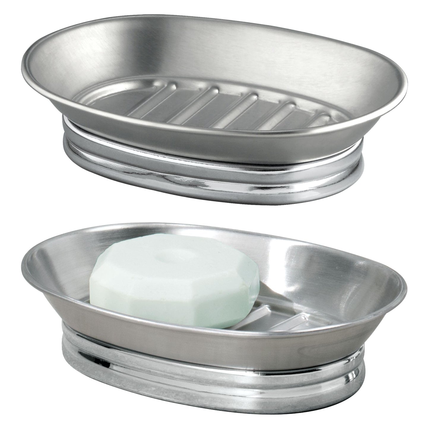 iDesign Soap Dish for Bathroom Sink - Soap Dish Holder for Bar Soap - Set of 2 - Split Finish