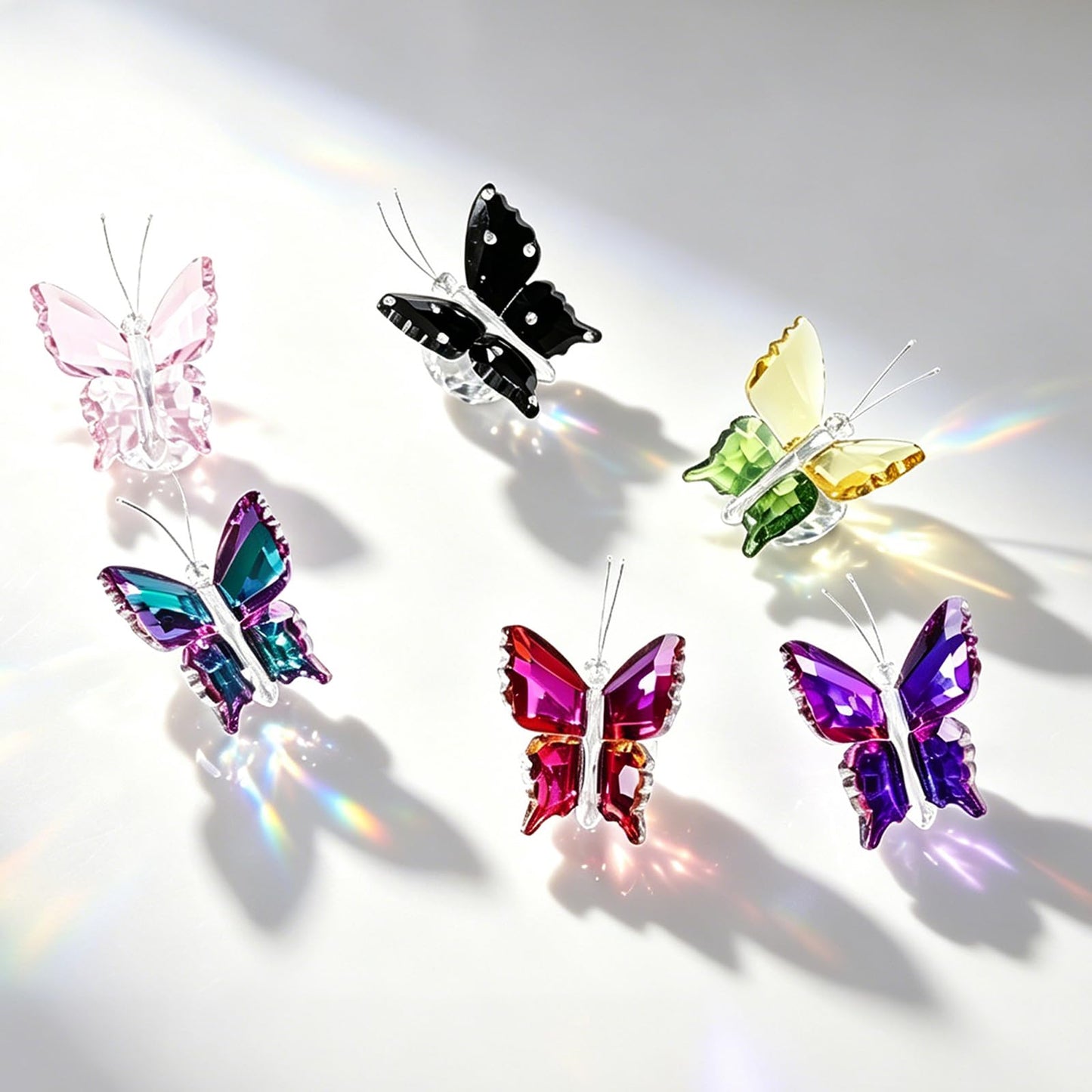 MysticGlitz Purple‑Blue K9 Crystal Butterfly Figurine with Faceted Base, 2.4×1.8in Decor Paperweight Ornament, Collectible Glass Butterfly Statue, Home Decor & Gift for Women Butterfly Lovers
