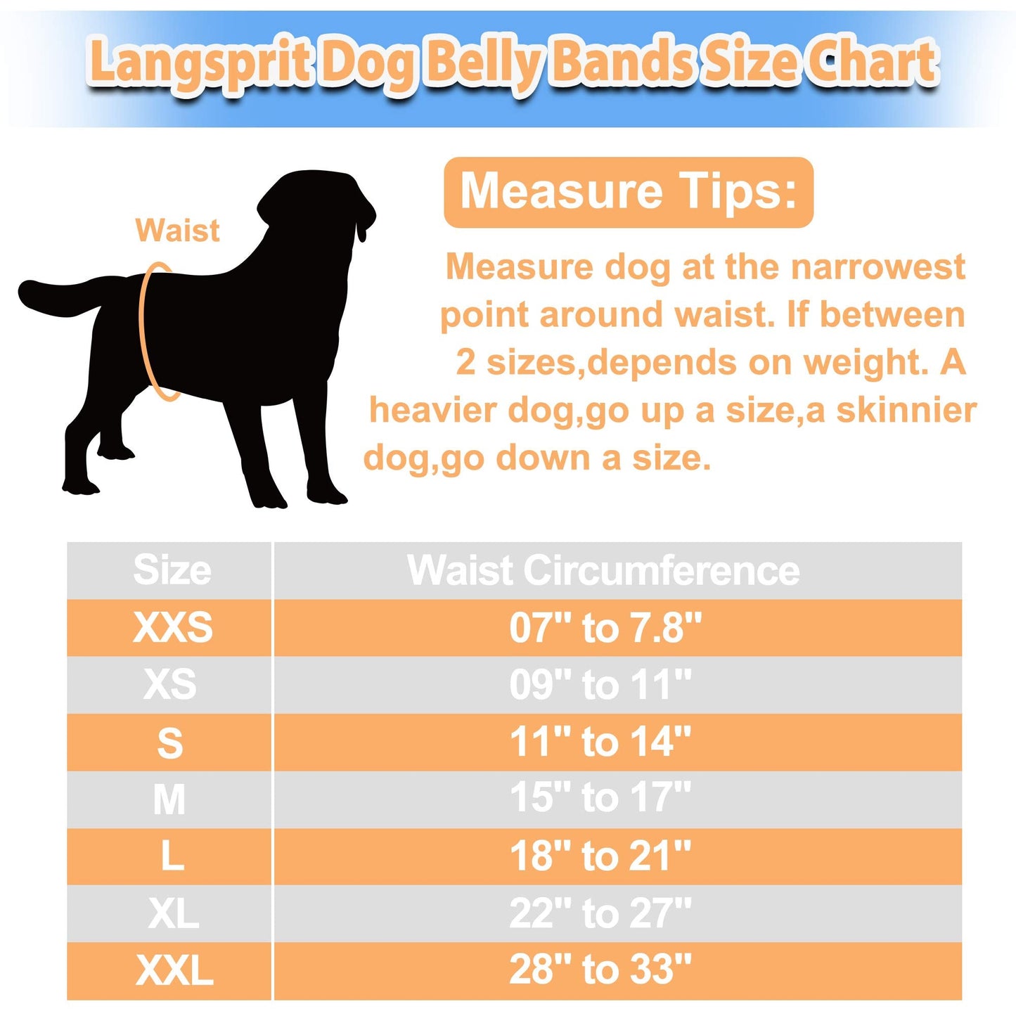 Langsprit Belly Bands for Dogs (Pack of 3) - Absorbing Dog Wraps Washable Reusable Male Dog Diapers (Black, Small)