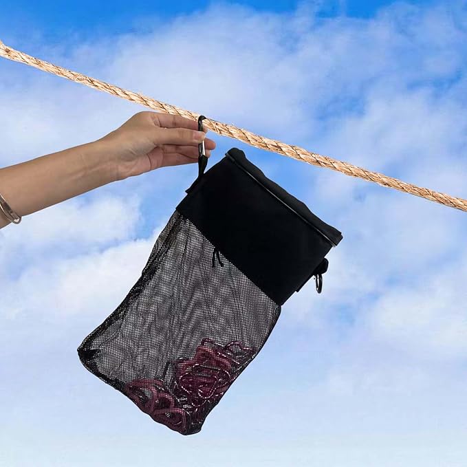 Mesh Clothespin Bag with Drawstring, Hanging Laundry Pin Storage Organizer