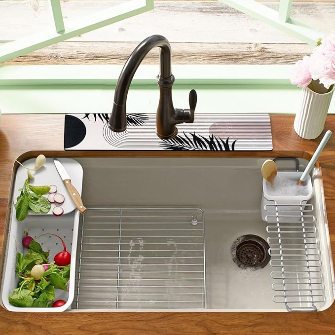 Sink Faucet Absorbing Mat, 2 Pack Drying Mat Around Faucet Sink Splash Guard