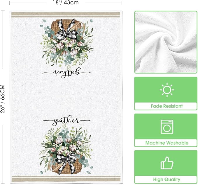 Artoid Mode Eucalyptus Truck Flowers Basket Spring Kitchen Towels Dish Towels