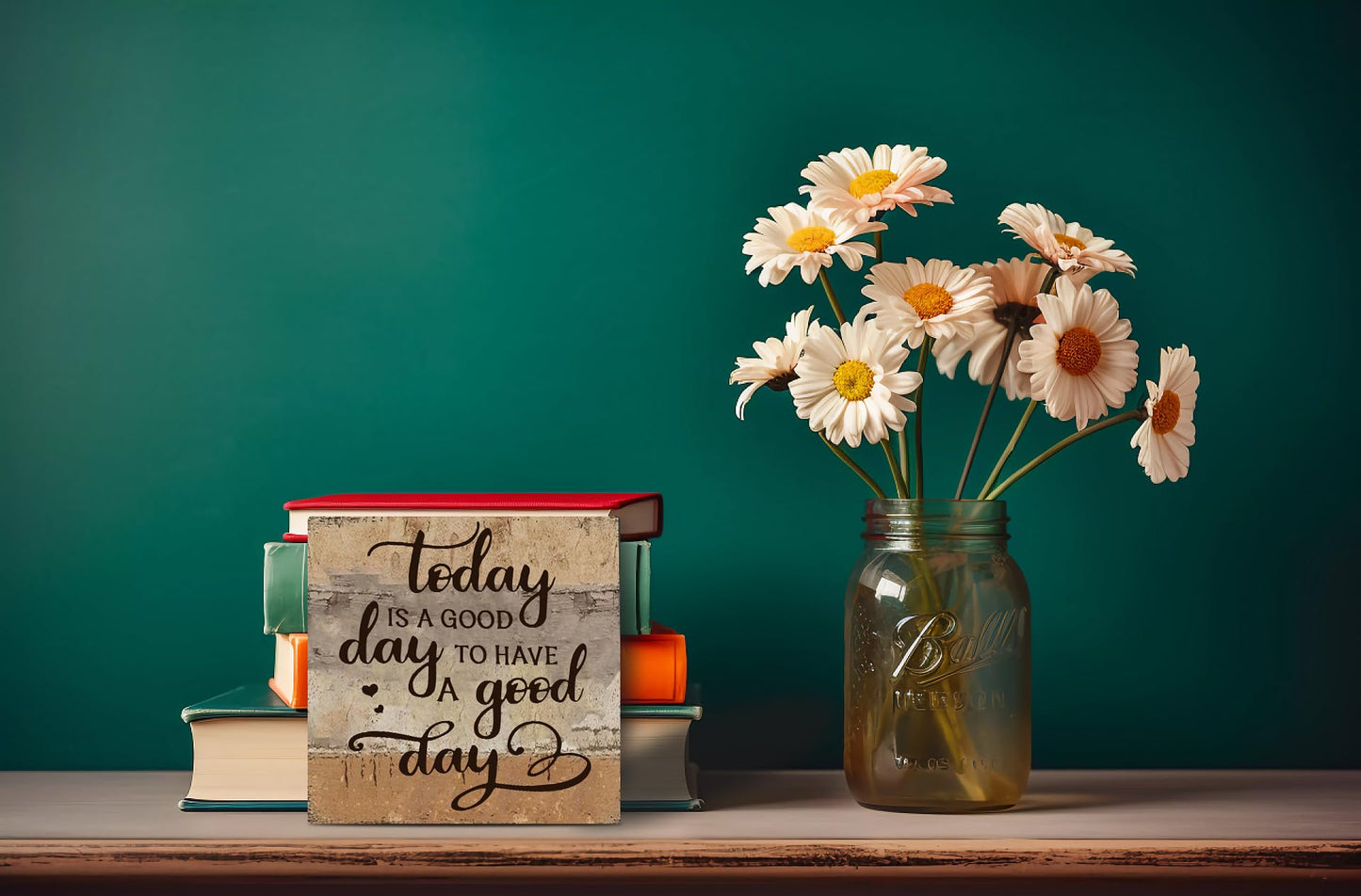 Positive Desk Decor Inspirational Gifts, Today is a Good Day to Have a Good Day Wood Sign 5 x 5 Inch, Motivational Office Farmhouse Affirmation Gift