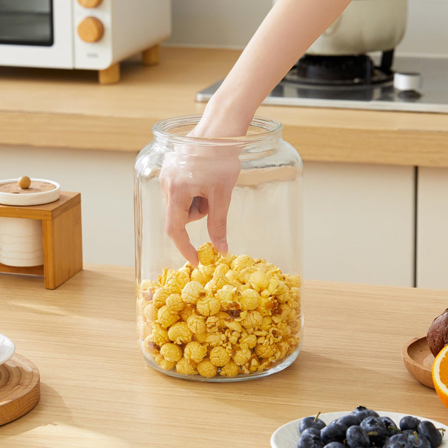 MRZIKPO Glass Jars with Airtight Lid Set of 4, Food Jars 34 oz, Pickle Jars, Canning Jars, Glass Containers, Suitable for Kitchen, Pickles, Flour, Grains, Pasta, Sugar, Herbs, Coffee
