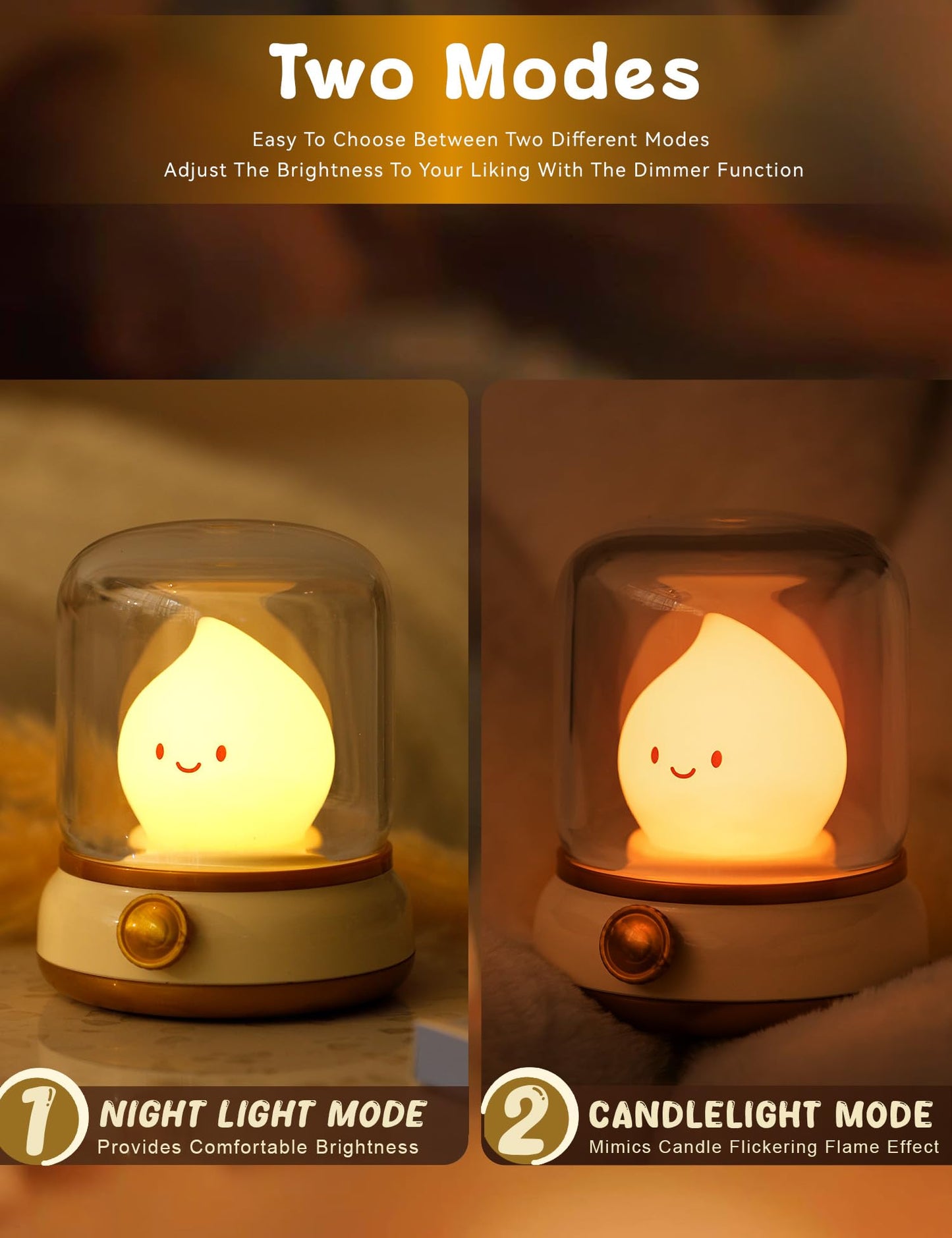 WANIDEA Cute Ghost Campfire Lamp, Halloween Decor,Kids Night Light,Adjustable Dimmable Rechargeable Night Light for Kids, Girls, Boys Gifts,Halloween,Christmas Decorations