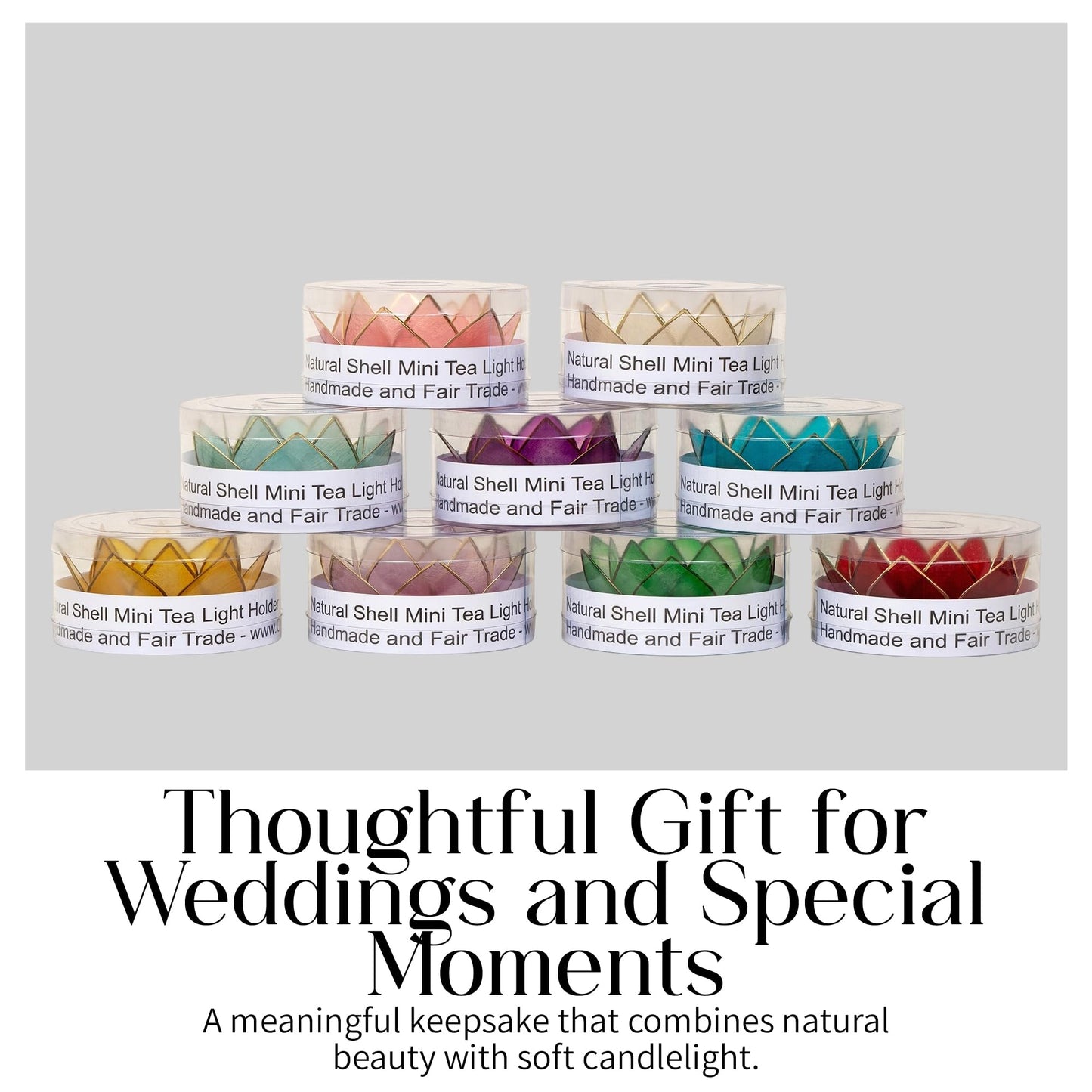 Om Gallery Mini Gemstone Lotus Tealight Holder - Handcrafted Capiz Shell Design for Soft Glow, Elegant Home & Table Decor, Wedding Centerpiece, Votive Candle Styling & Thoughtful Gifting - Ruby