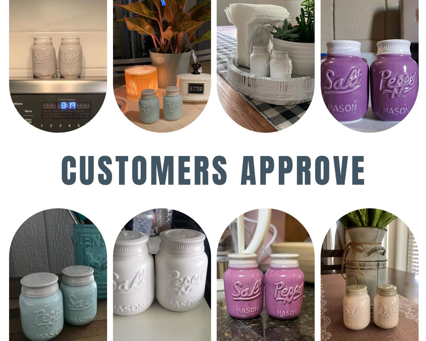 Comfify Grey Mason Jar Salt and Pepper Shakers – 3.5 oz Modern Farmhouse