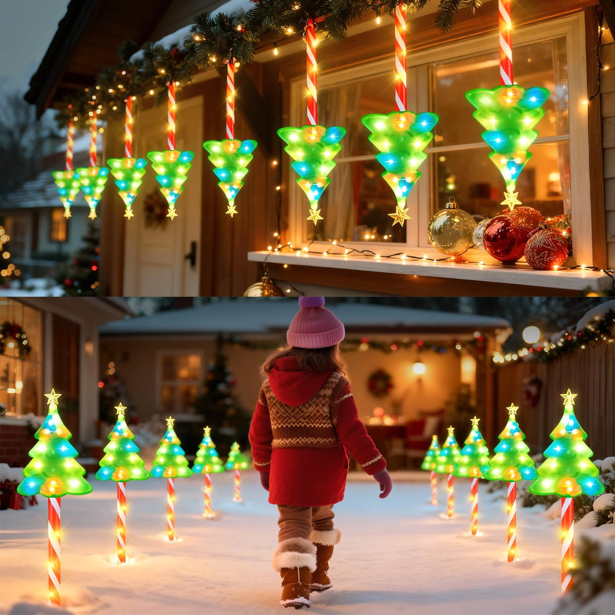 Christmas Solar Lights Outdoor Pathway: 6 Pack 25inch Solar Christmas Decorations Outdoor, Solar-Powered Xmas Tree Candy Cane Lights Outside for Yard Garden Walkway Driveway Christmas Decor
