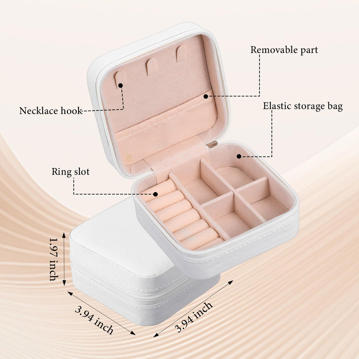 kenaeooe 12 Pack White Travel Jewelry Case, PU Leather Mini Jewelry Organizer Box, Portable Earring Storage Box for Women, Girls, Bridesmaid Gifts(3.94 x 3.94 x 1.97 Inches)