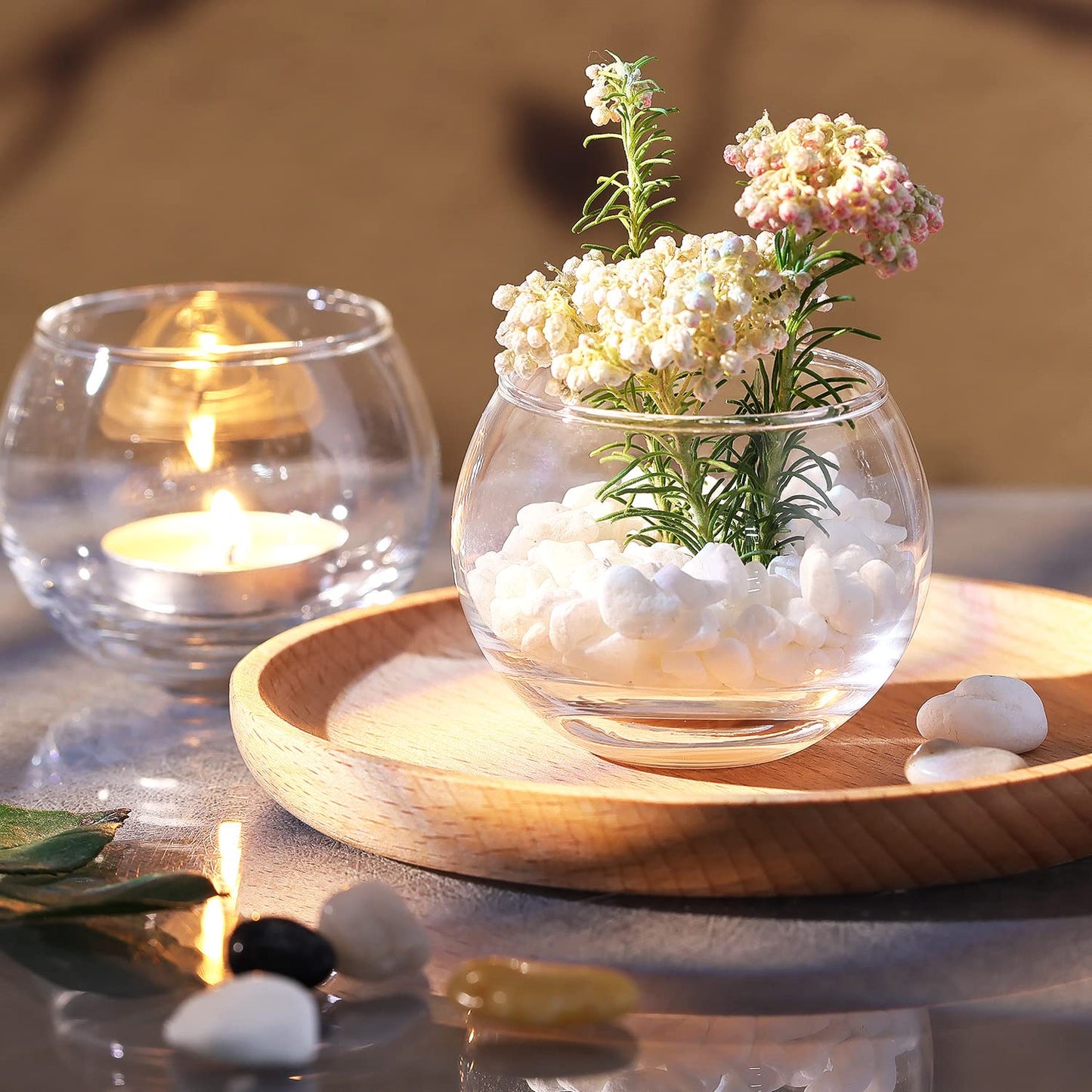 Volens 24PCS Clear Votive Candle Holders for Table Centerpieces, 2''×2'' Round Glass Tealight Candle Holders Bulk for Wedding Decor and Home Decorations