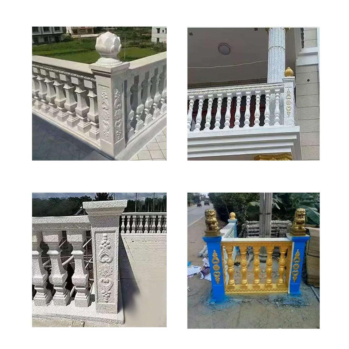 DIYUNIMOULD Concrete Balcony Mold, 26.78 Inches Balcony Spacing Column Mold for Garden Park Balcony Decoration (Floret), White