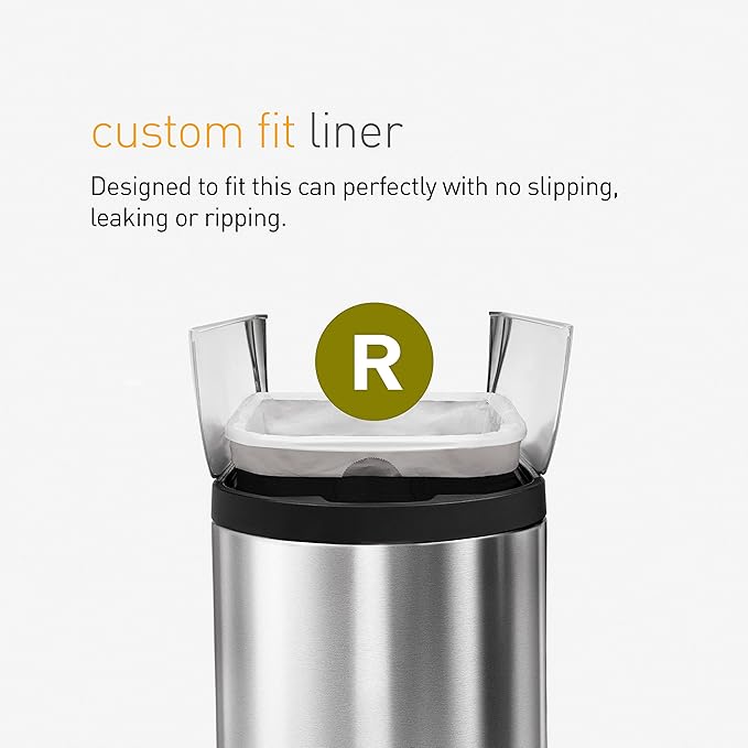 simplehuman Code R, Dispenser Pack Custom Fit Liners, Drawstring Trash Bags