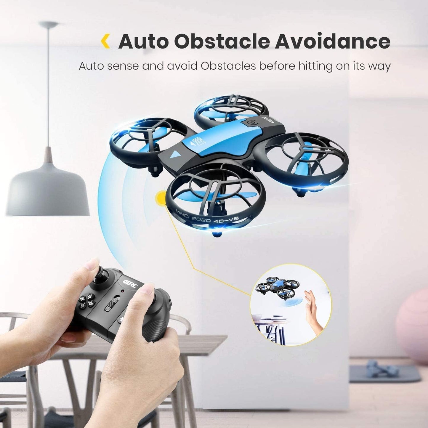 4DRC Mini Drone for Kids Hand Operated RC Quadcopter with 3 Batteries Longer Flight Time, Altitude Hold, Headless Mode, Throwing GO, 3D Flip and 3 Speed Modes Aeroplane for Beginners, Blue