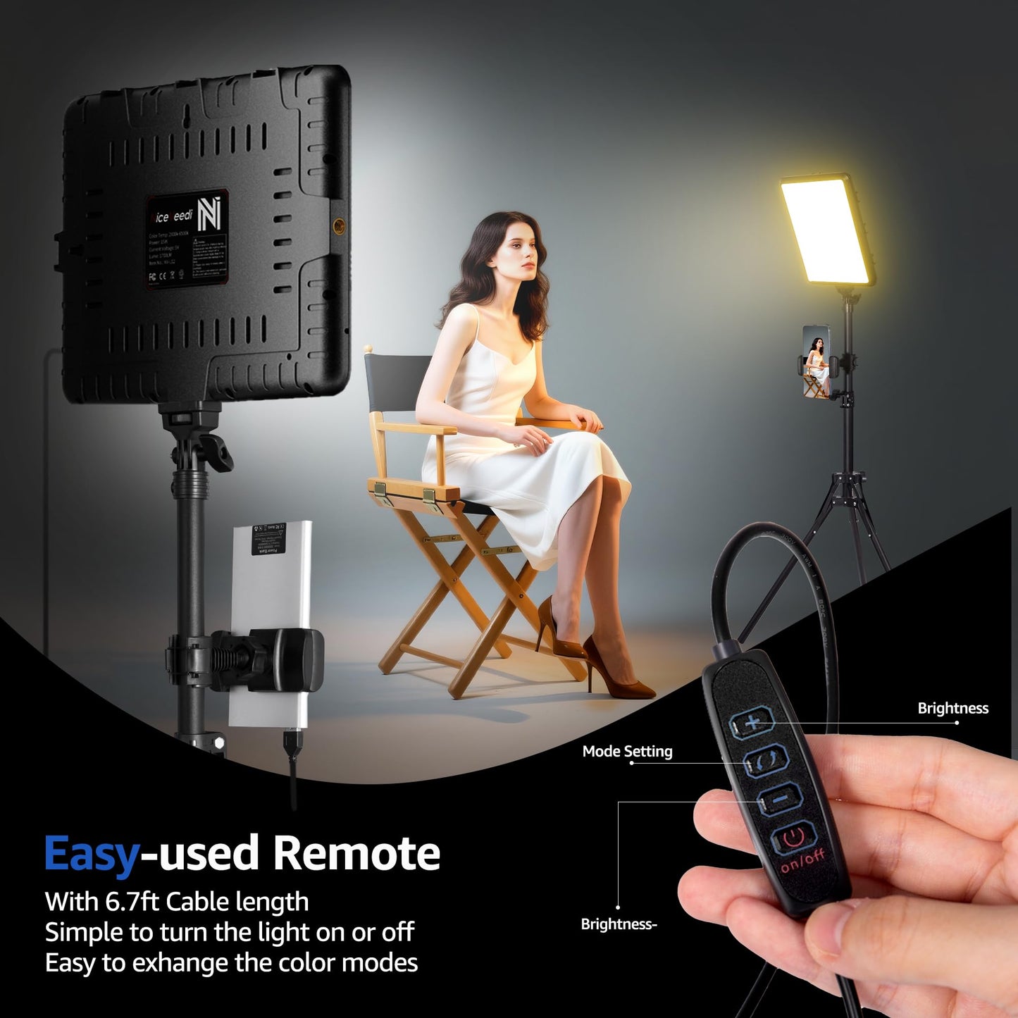 NiceVeedi 2-Pack Photography Lighting Kit, 25 * 20CM Dimmable15W LED Studio Video Light, Stream Selfie Light for Recording/Game Streaming/Camera Portrait, With 160CM Tripod (15w-2 Pack)