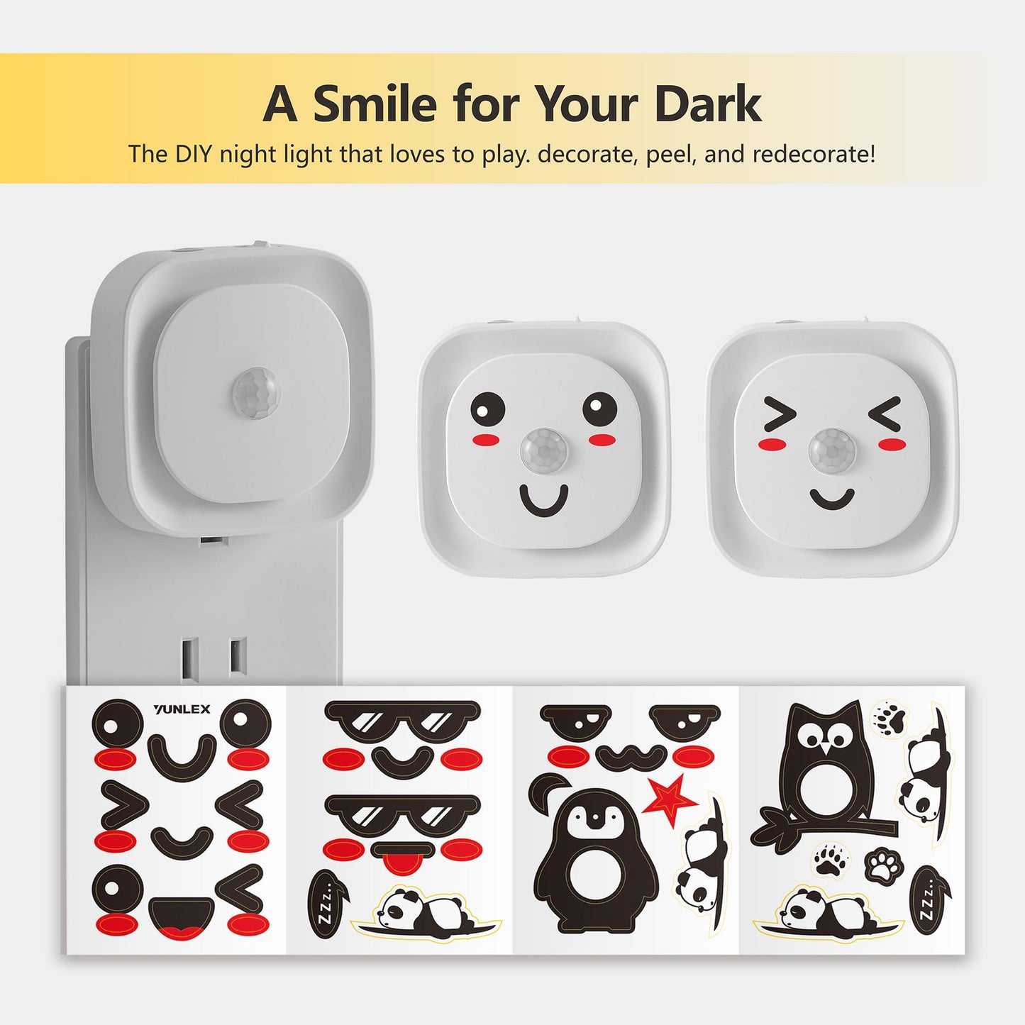 YUNLEX 2 Pack Plug in Red Night Light with Motion Sensor & Dusk to Dawn Sensor, Soft Glow, 0% Blue Light, Dimmable, Auto On/Off, 3 in 1 LED Lights for Bedroom, Kids, Bathroom, Hallway, as Father Gifts