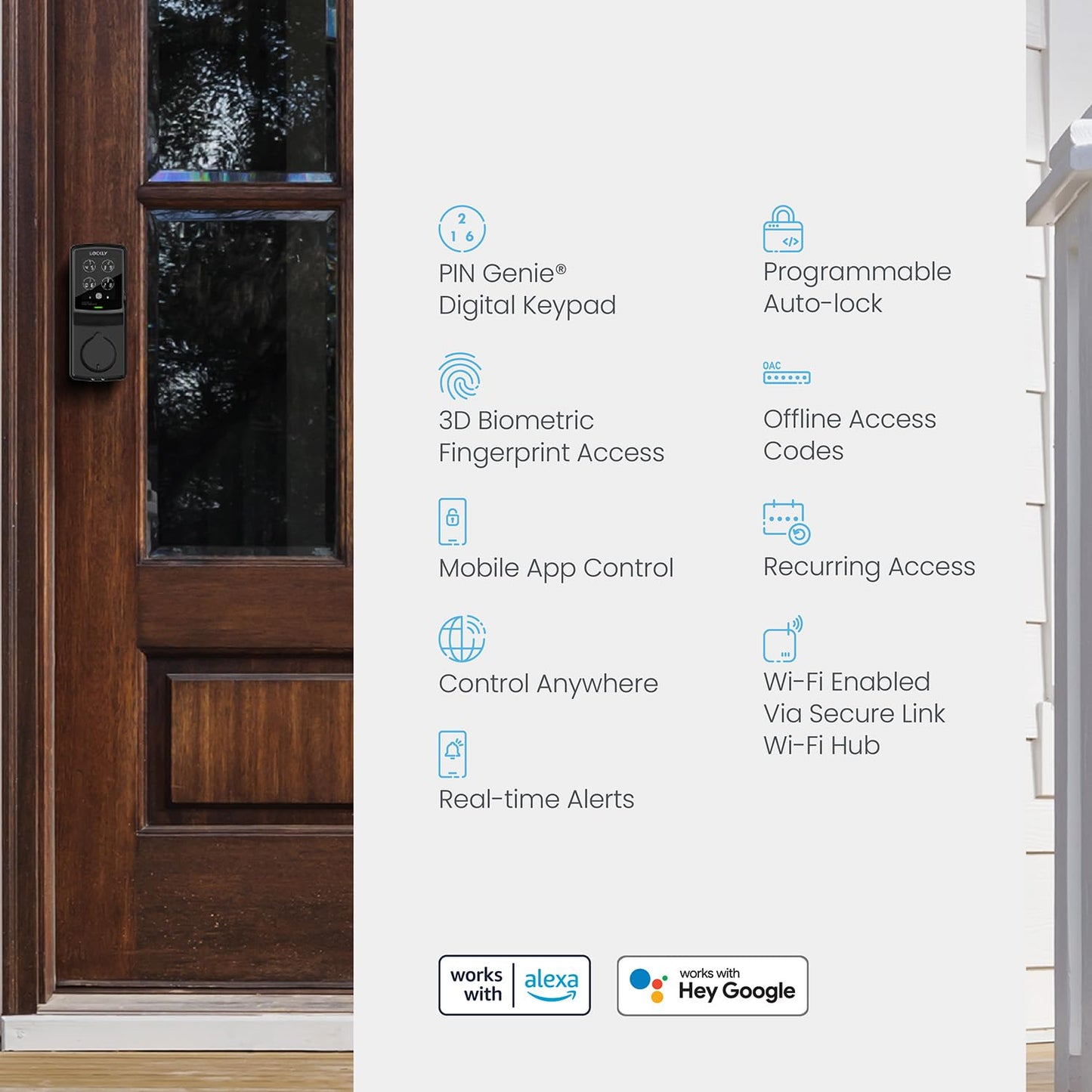 Lockly Secure Pro Smart Deadbolt, Wi-Fi Smart Lock, Keyless Entry with PIN Genie® Keypad, 3D Biometric Fingerprint, Auto Lock, Rekeyable-Venetion Bronze