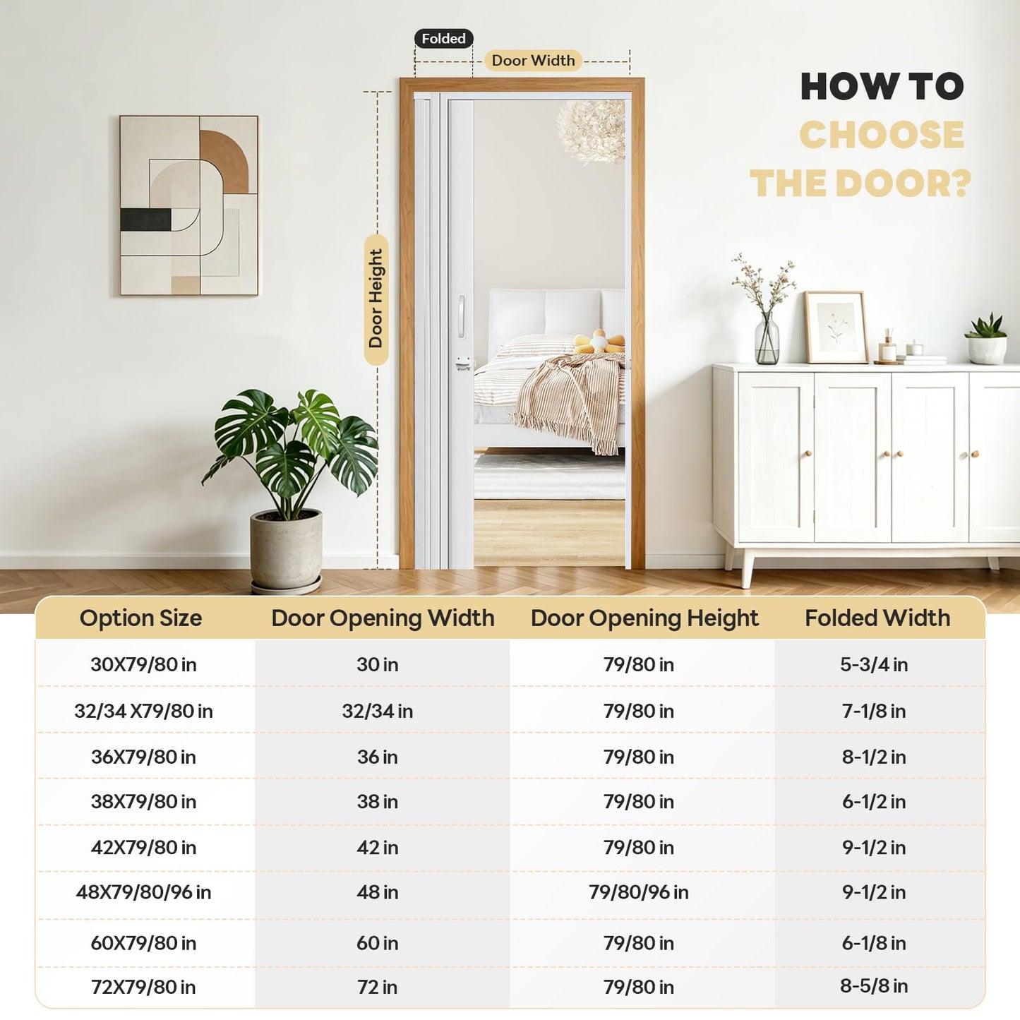 CCBOYSHARDWARE 30X80inAccordion Door with Frosted Acrylic Panels, Privacy PVC Folding Door with Lock & Handle, Double Magnetic Bifold Door for Closet, Pantry& Room Divider,Easy to Clean,Trimmable