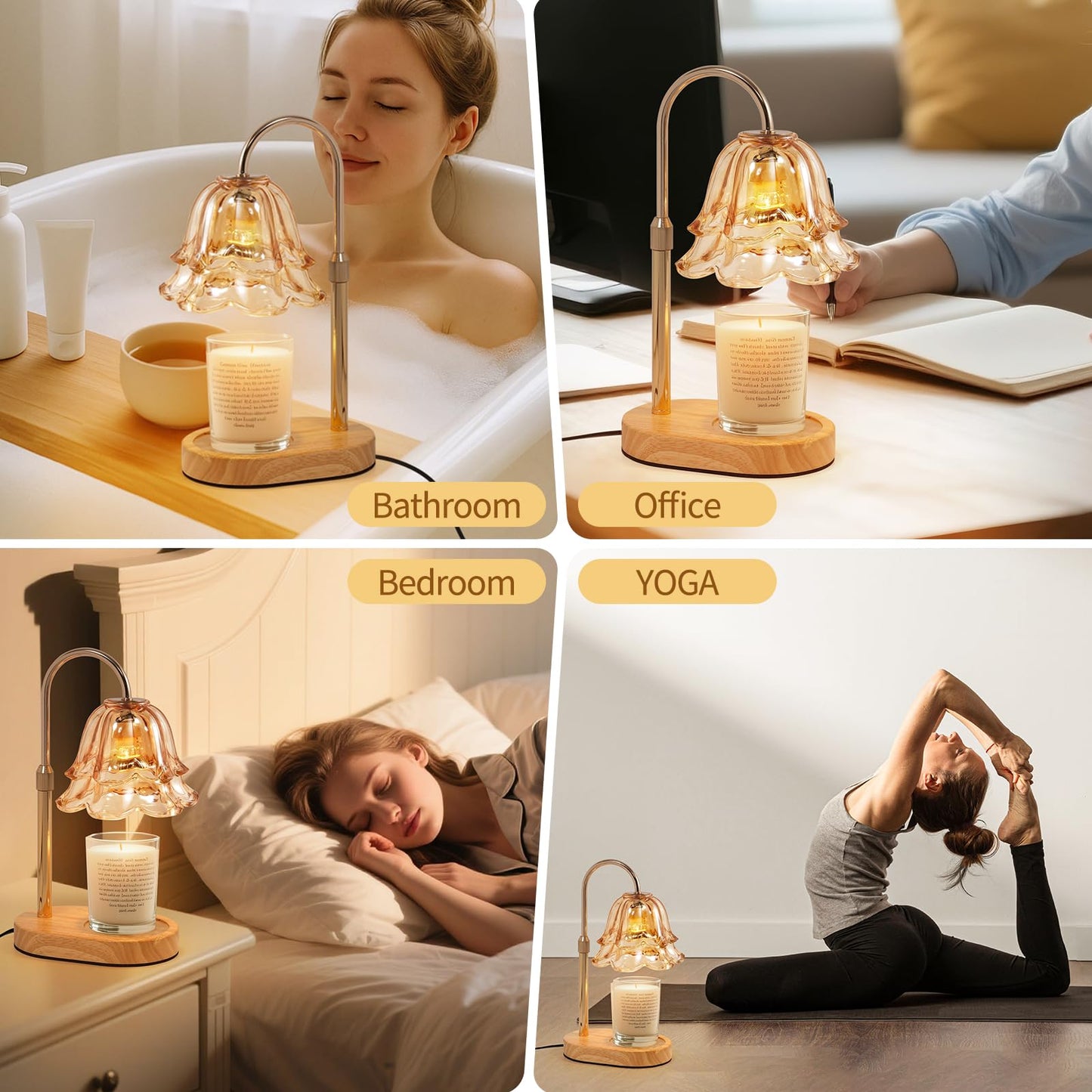 Flower Candle Warmer Lamp with Timer - Dimmable Electric Candle Lamp, Birthday Gifts for Women Mom, House Warming Gifts New Home Decor, Adjustable Wax Wamer Light for Jar Candles