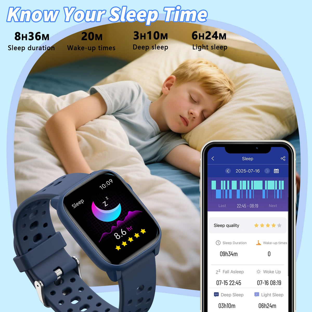 ModaWin Smart Watch for Kids with 12 Puzzle Games, 1.83" Fitness Tracker Watch Heart Rate Sleep Monitor, Pedometer, Alarm Clock, Flashlight, Gift for 6-12 Year Old Boys Girls