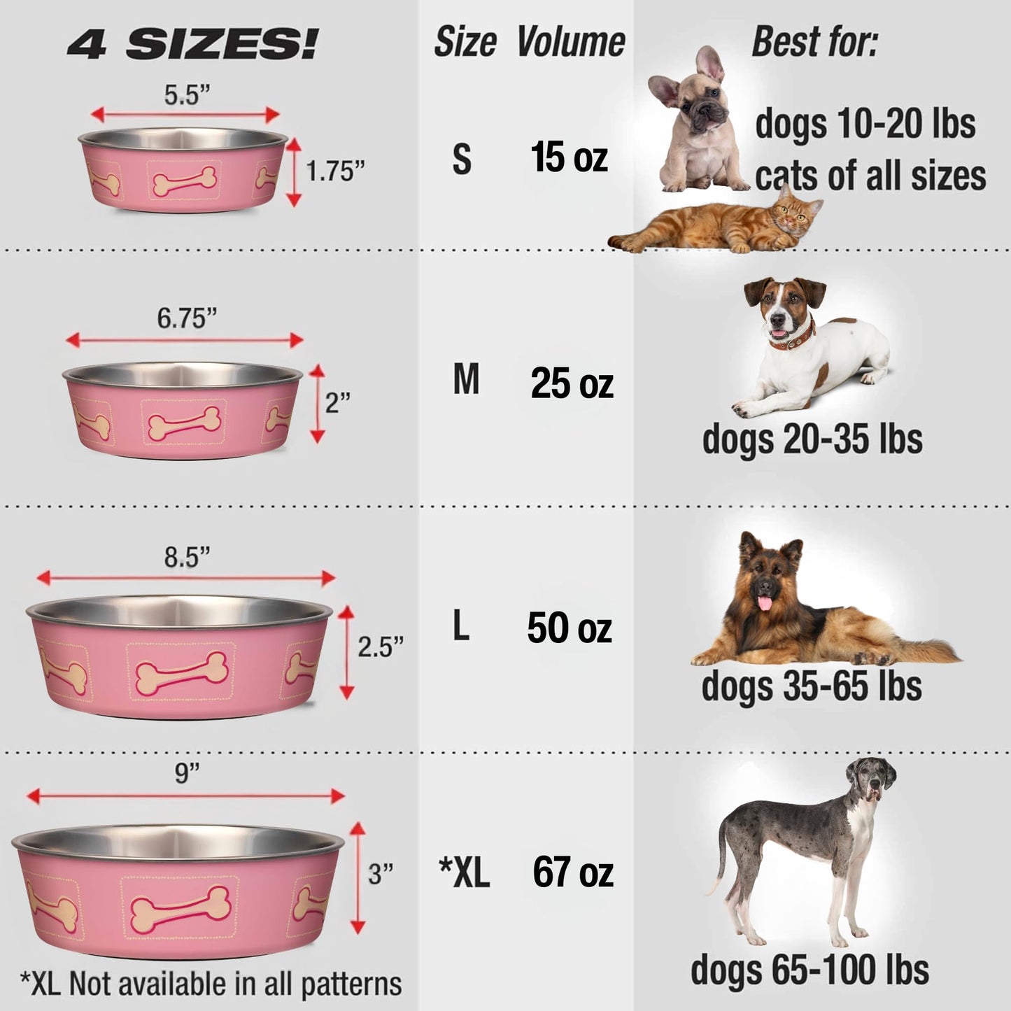 Loving Pets Coastal Bella Bowl for Dogs, Medium, Pink