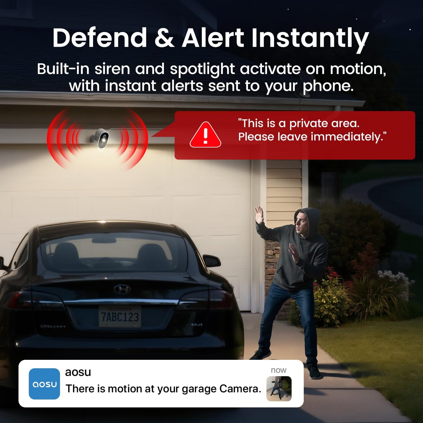 aosu Solar Security Cameras Wireless Outdoor, 2K HD Home Security Camera System, PIR + AI Human Detection, Color Night Vision, Easy to Set Up, Local Storage, No Subscription Required, 6-Cam Kit
