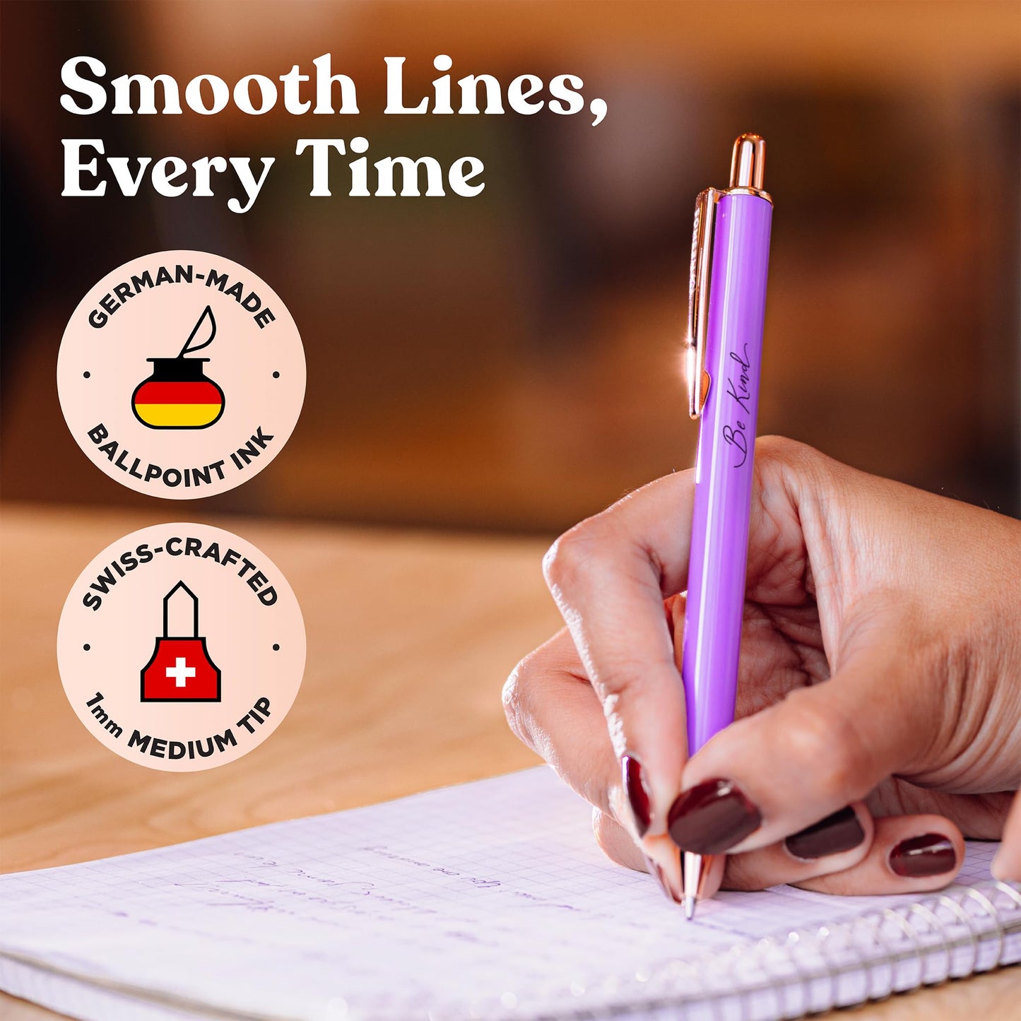 MESMOS 3Pcs Mindfulness Pen Set for Journaling, German-Ink & 1mm Swiss-Tip, Mindfulness Gifts, Luxury Pens for Women, Wellness, and Self Care Relaxing Gift, Writing Pens for Journaling No Bleed