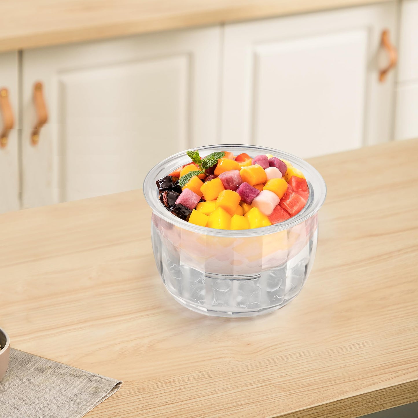 Chillnstay 4-Pack Chilled Serving Bowls and Dip Bowls for Serving for Party, Dip Bowls on Ice with 8 Spoons for Salsa, Guacamole and Hummus