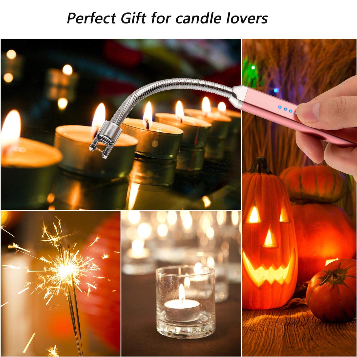 MEIRUBY Electric Candle Lighter, Valentine's Day Gifts for Women Mom Men Wife, USB Arc Rechargeable Windproof Long Lighter for Candle BBQ Birthday Housewarming Gift Idals