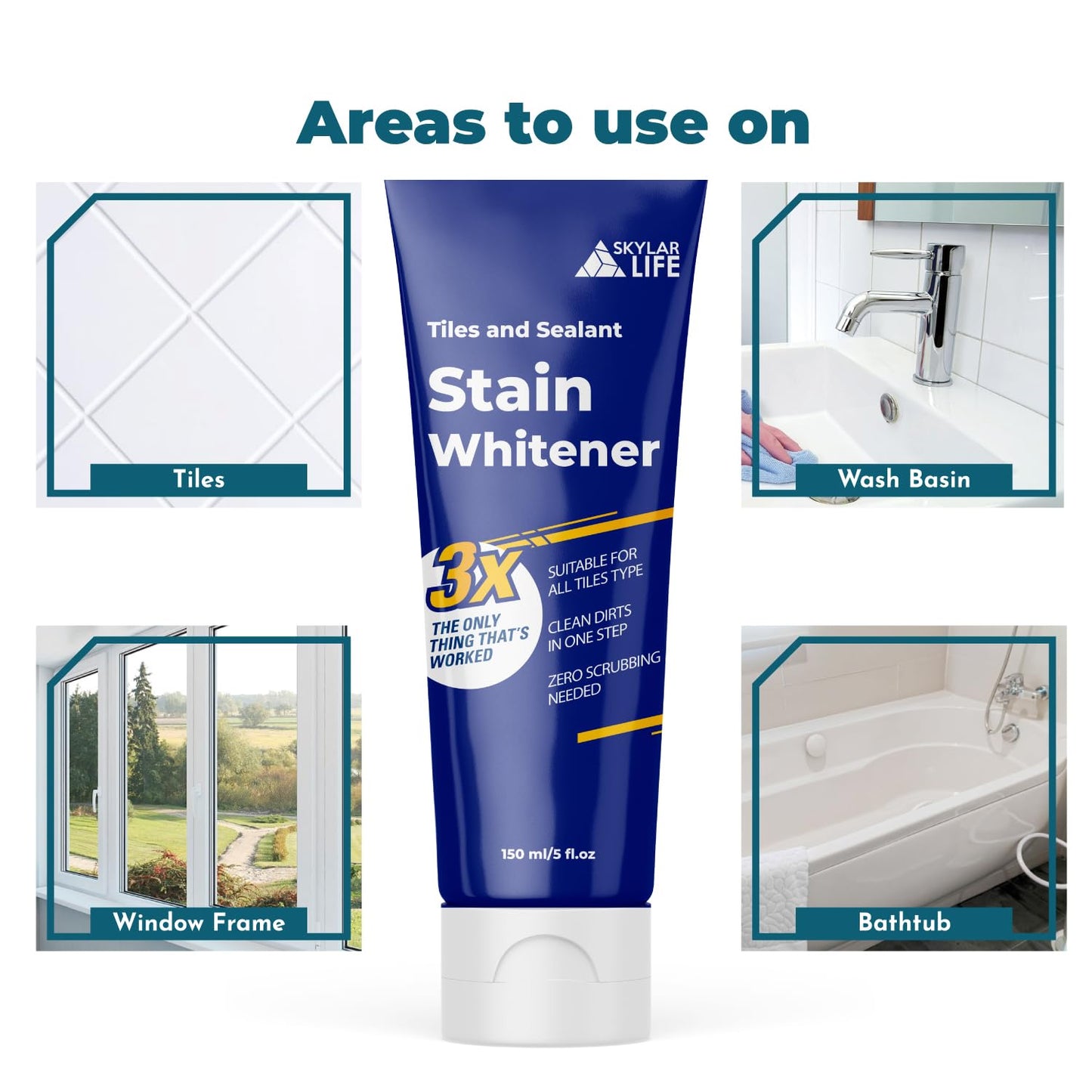 Skylarlife Home Mould & Mildew Stain Remover Gel Stain Remover Cleaner Wall Mould Stain Cleaner for Tiles Grout Sealant Bath Sinks Showers
