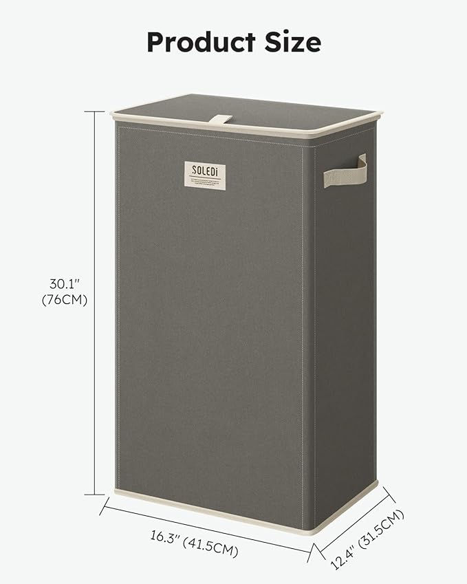 SOLEDI Laundry Hamper with Lid 100L Large & Tall Collapsible Laundry Basket