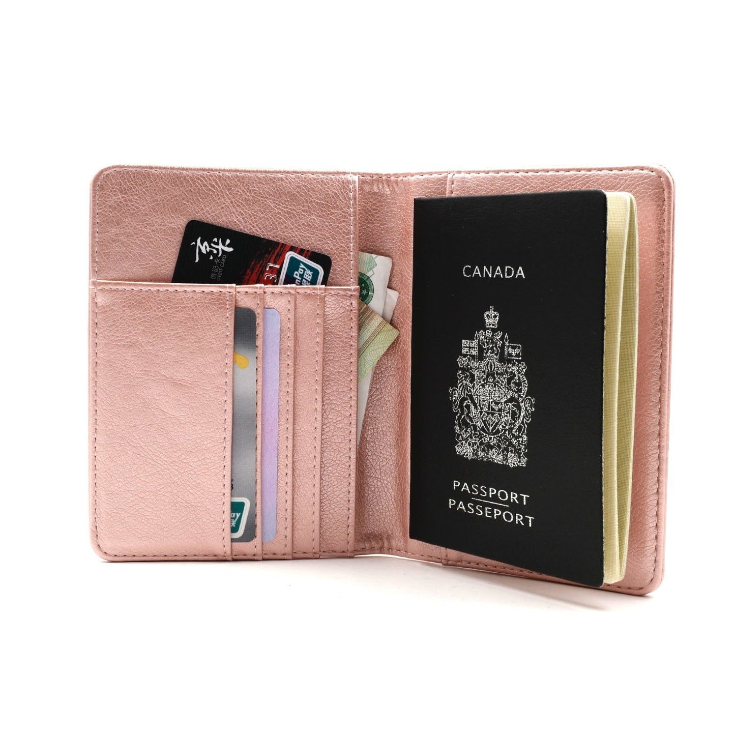 kandouren RFID Blocking Passport Holder Cover Case,Passport Wallet for Men & Women,best gifts for travelers,credit card and ID holder wallets,travel accessories, Rose gold world, Minimalist