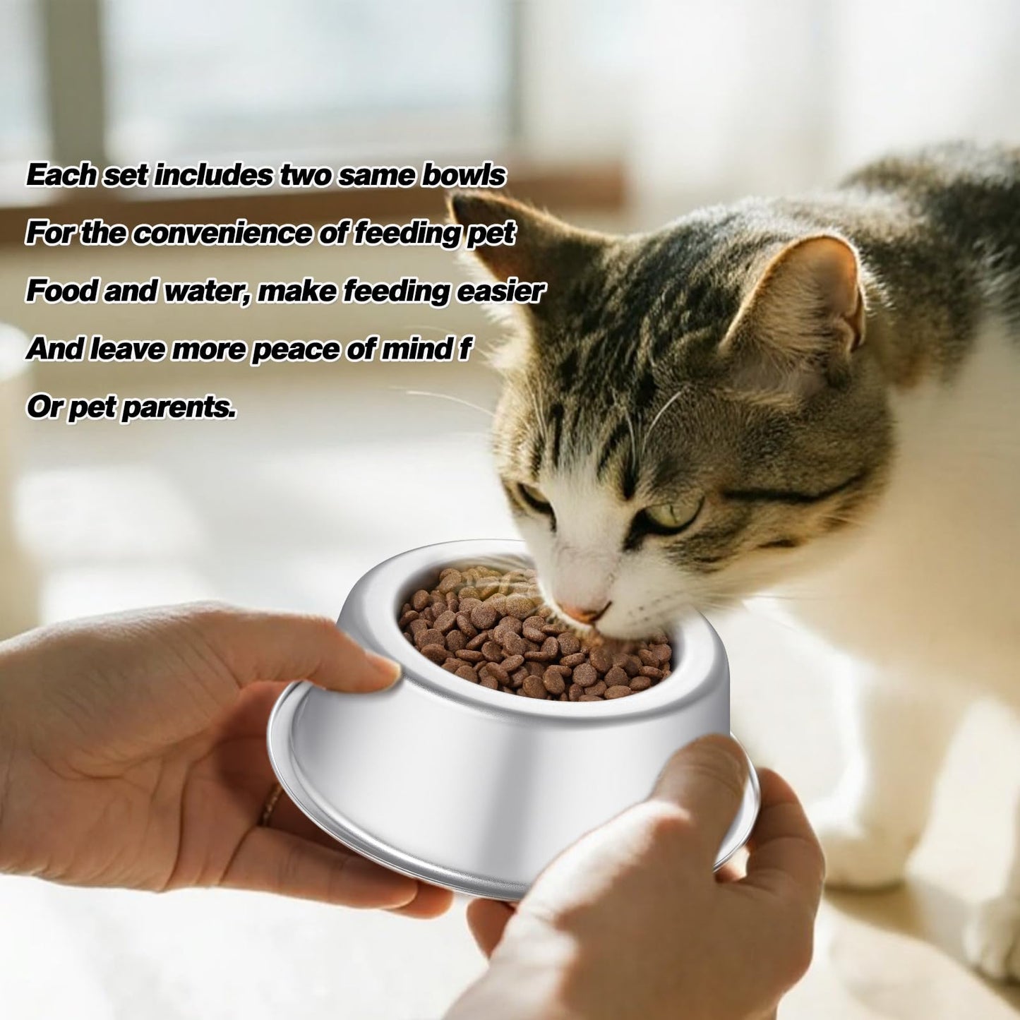 Premium Stainless Steel Pet Bowls with Cute Paw Design, Non-Slip Dog & Cat Food Water Bowls, Durable & Easy-to-Clean Feeding Dishes for Small/Medium Pets, Set of 2 pet-Bowls, Raised-pet-Bowls
