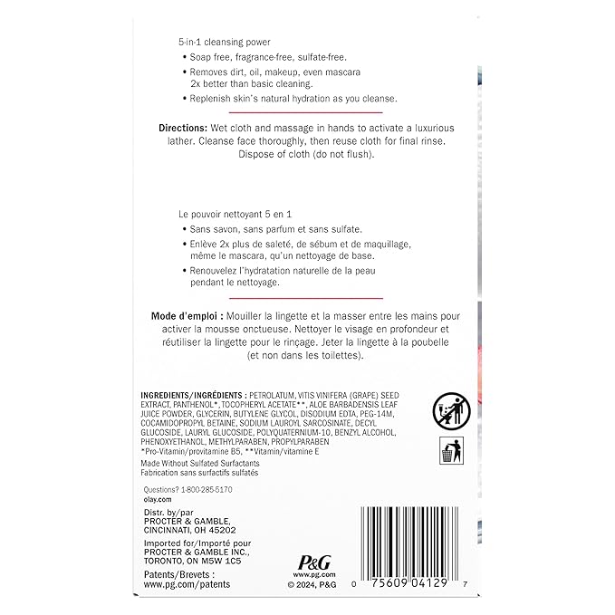 Olay Makeup Remover Wipes, Daily Facials Hydrating Face Cleanser