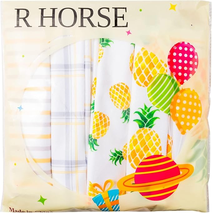 R HORSE 5Pcs Pineapple Kitchen Dish Towel Set Fruit Theme Absorbent Drying