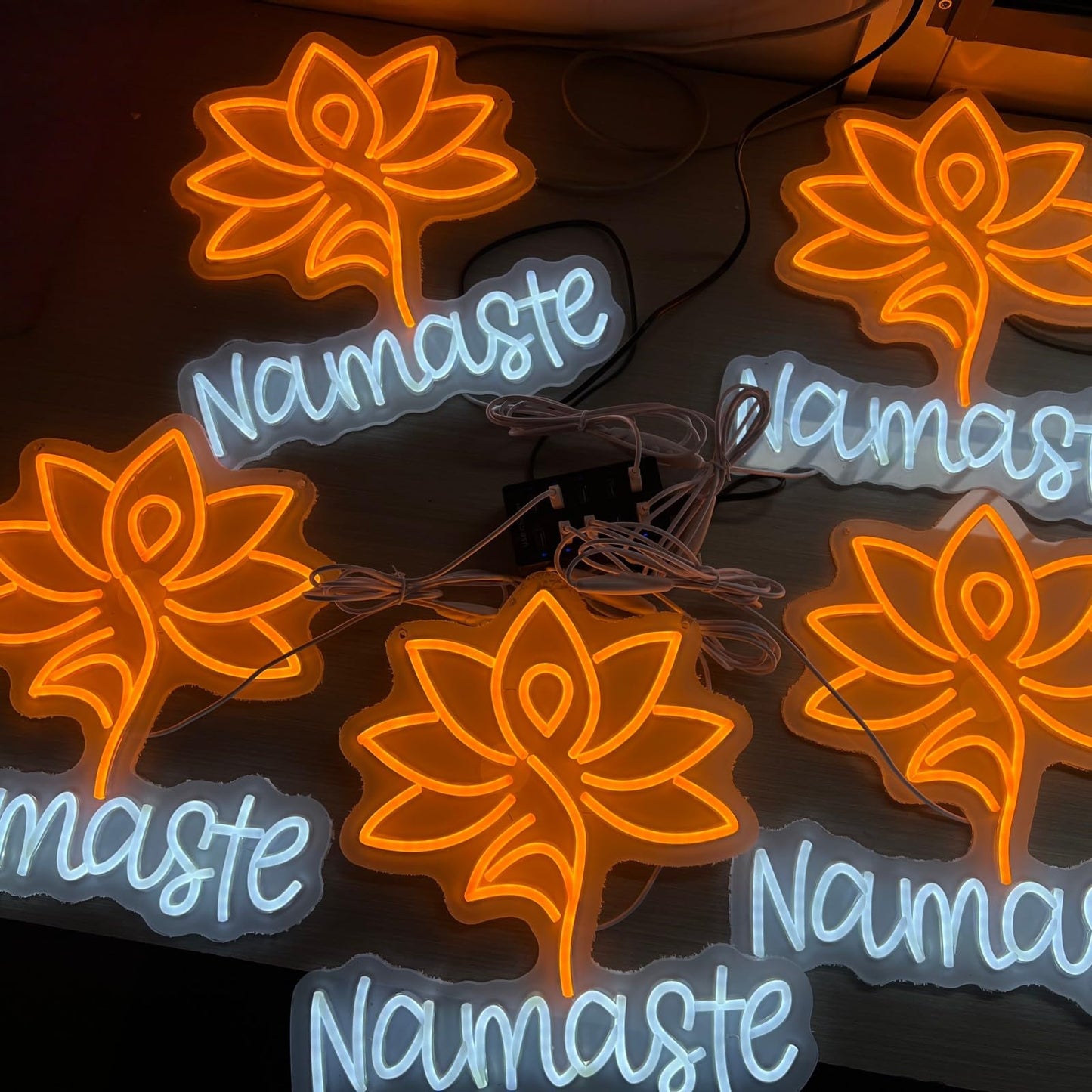 Namaste with Lotus Flower Neon Sign, Yoga Zen LED Light, Meditation Lamp Yoga Fitness Studio Decor, Meditation Art, Home & Spiritual Space Gift, Light Up Wall Art for Home or Yoga Studio Office Shop-14.45" x 13.7"