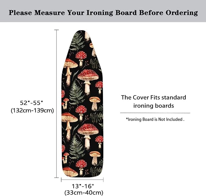Mushroom Print Ironing Board Cover, Tropical Leaves Printed Iron Board Cover