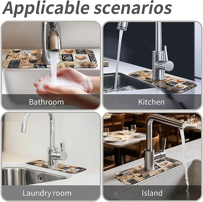 Kitchen Sink Splash Guard,-coffee Faucet Mat Sink Gadgets-Super Absorbent Fast
