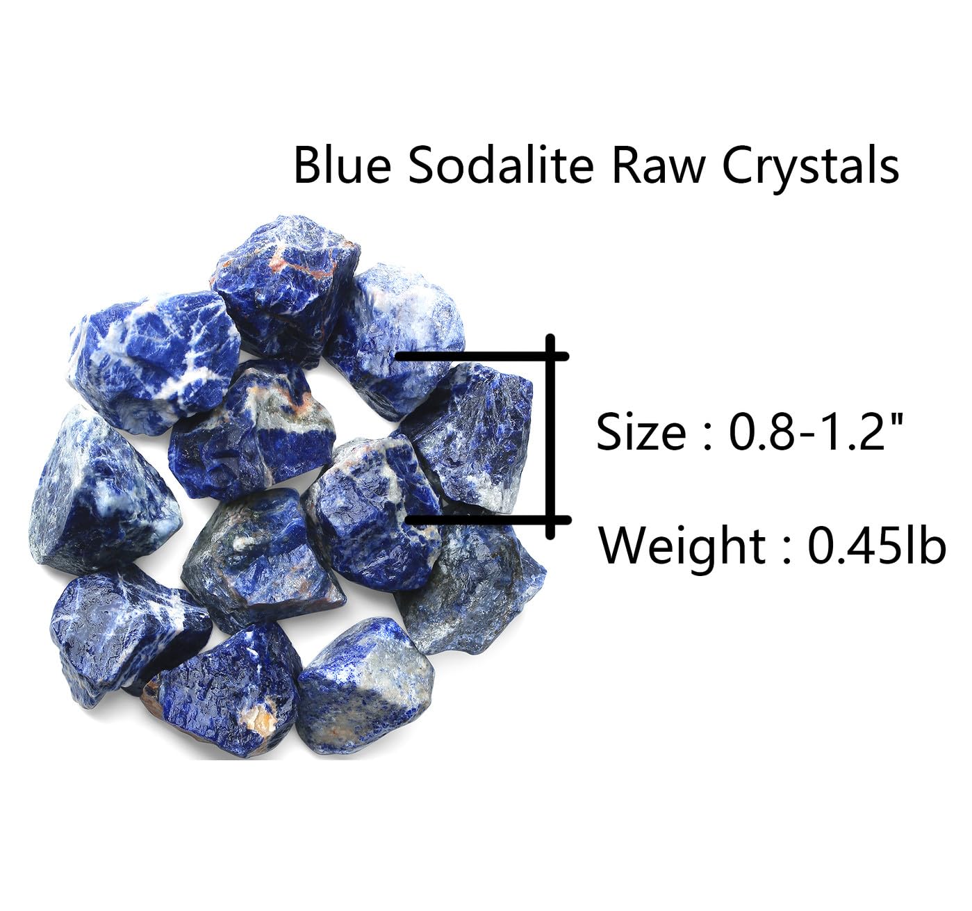 QINJIEJIE 0.9Lbs Blue Sodalite Raw Crystals Natural Stones Bulk Large 1" Rough Rocks Reiki Gemstones Fountain Landscape Rocks for Tumbling Cabbing Polishing Wire Wrapping Wicca Decoration