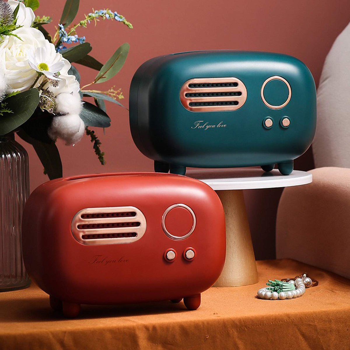 Retro Radio Shape Tissue Cover Box, Practical and Cute for Kitchen,Bathroom Vanity Countertops, Bedroom Dressers,Night Stands, Desks and Tables, Creative Gift (Retro Radio)
