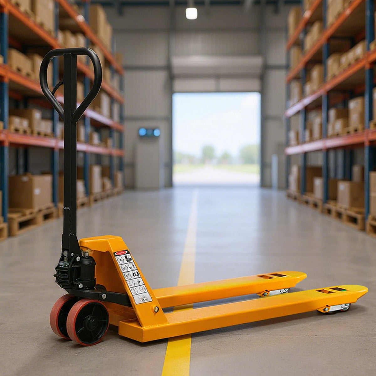 UNISOAR Industrial Duty Pallet Jack Truck with 27" W x 48" L Forks, 5500Lbs. Capacity, Dual PU Wheels, General Purpose Manual Pallet Truck for Warehouse, Manufacturing and Retail