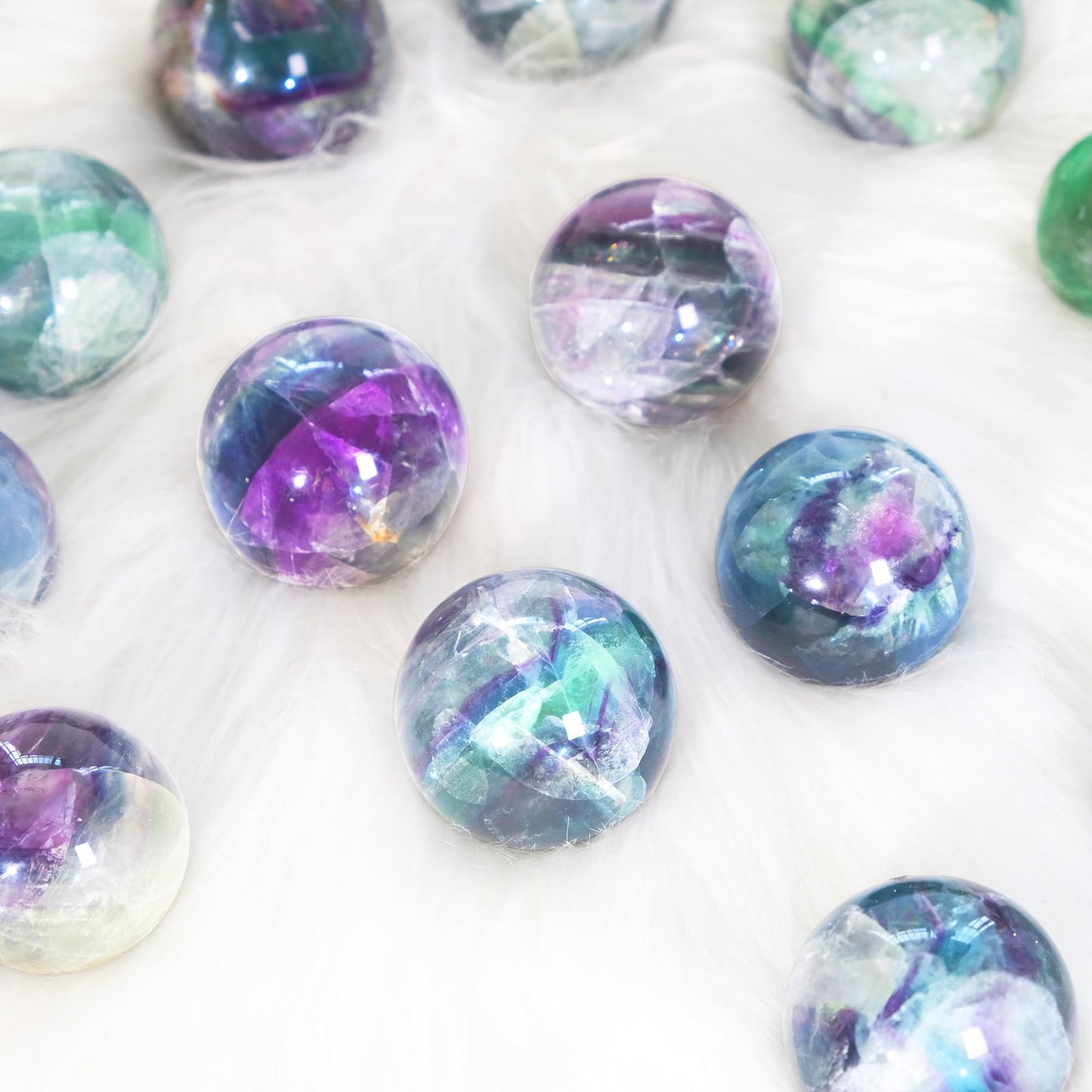 Rainbow Fluorite Crystal Sphere - 1.6-2.0" Inches, Gem-Grade Clarity, Witchcraft Supplies, Healing Crystal for Spooky Room, Ideal for Reiki, Chakra, Feng Shui, Meditation, Healing, and Home Decor