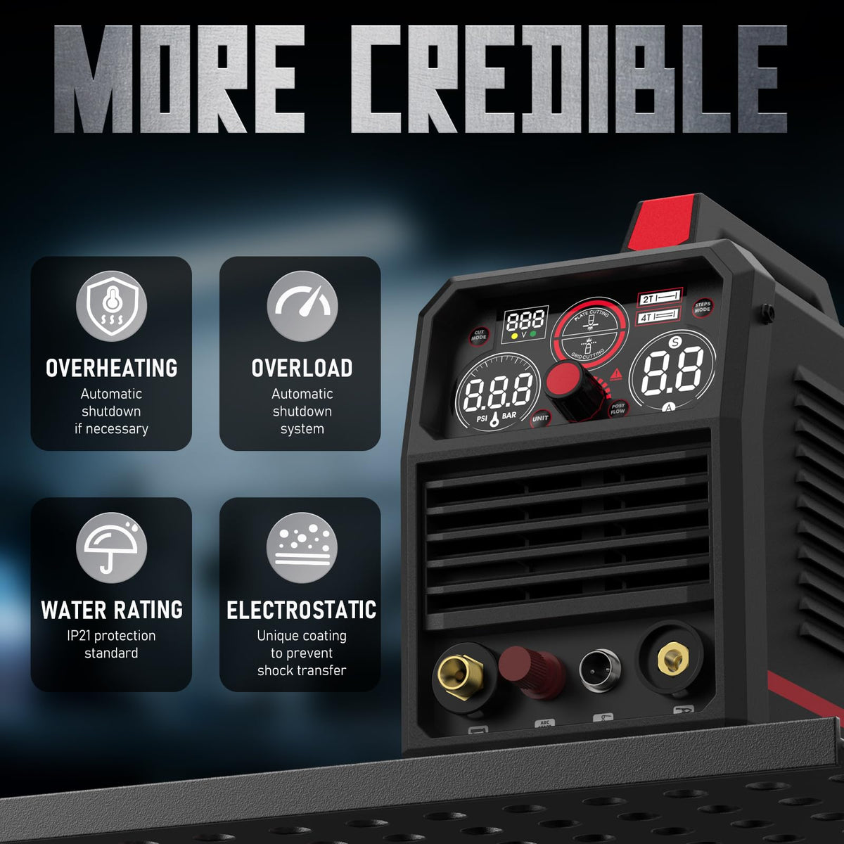 YESWELDER CUT-55DS PLUS Plasma Cutter, 55Amp Non-Touch Pilot Arc Air Power, 2-In-1 Plate Cutting/Grid Cutting Large Digital Display 110/220V Dual Voltage IGBT Inverter Plasma Cutting Machine