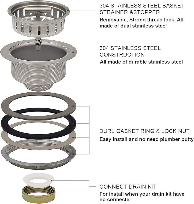 3-1/2 Inch Brushed Nickel Sink Strainers